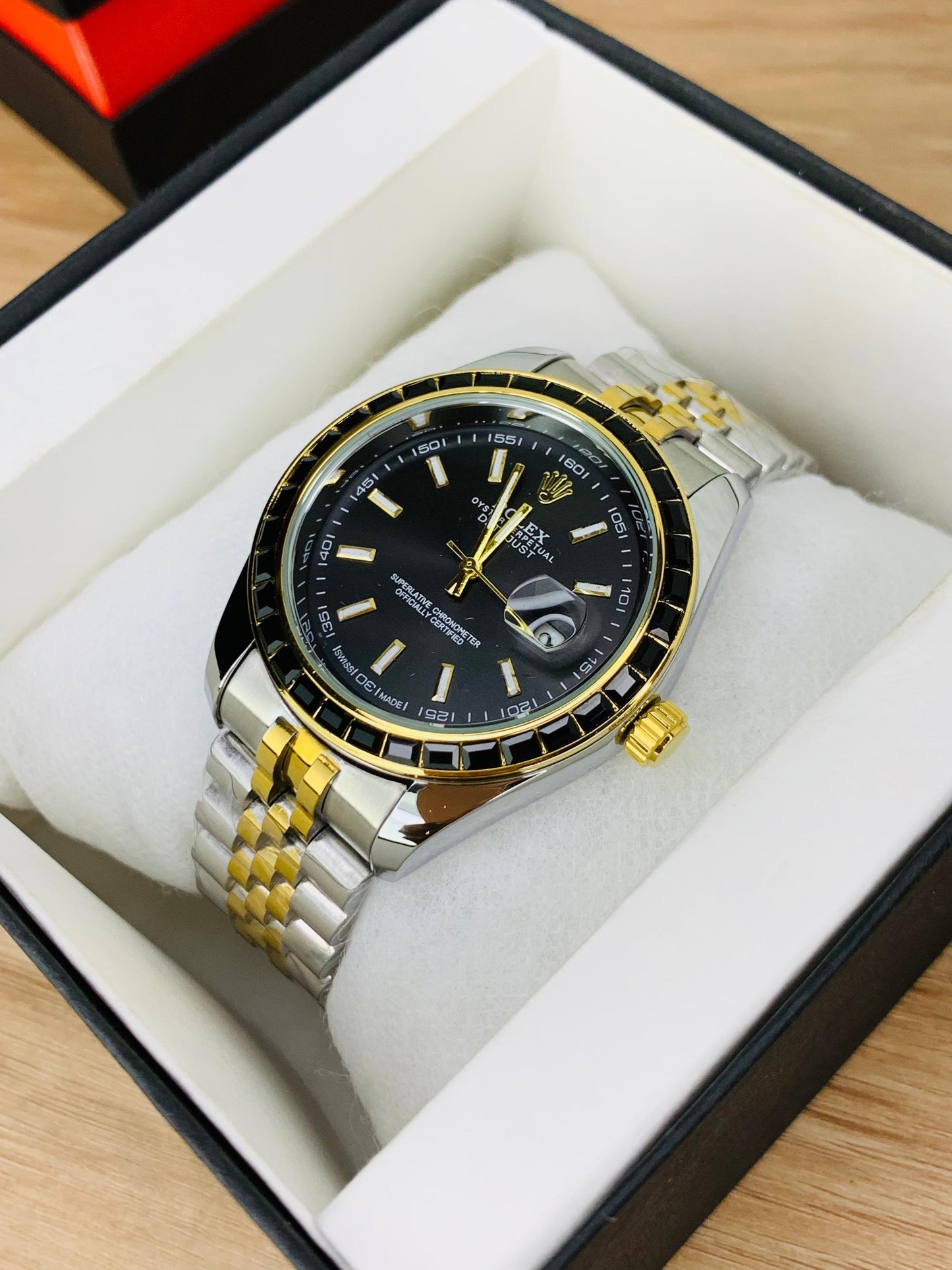 OYSTER STONE BEZEL MODEL | BLACK DIAL DOUBLE TONE