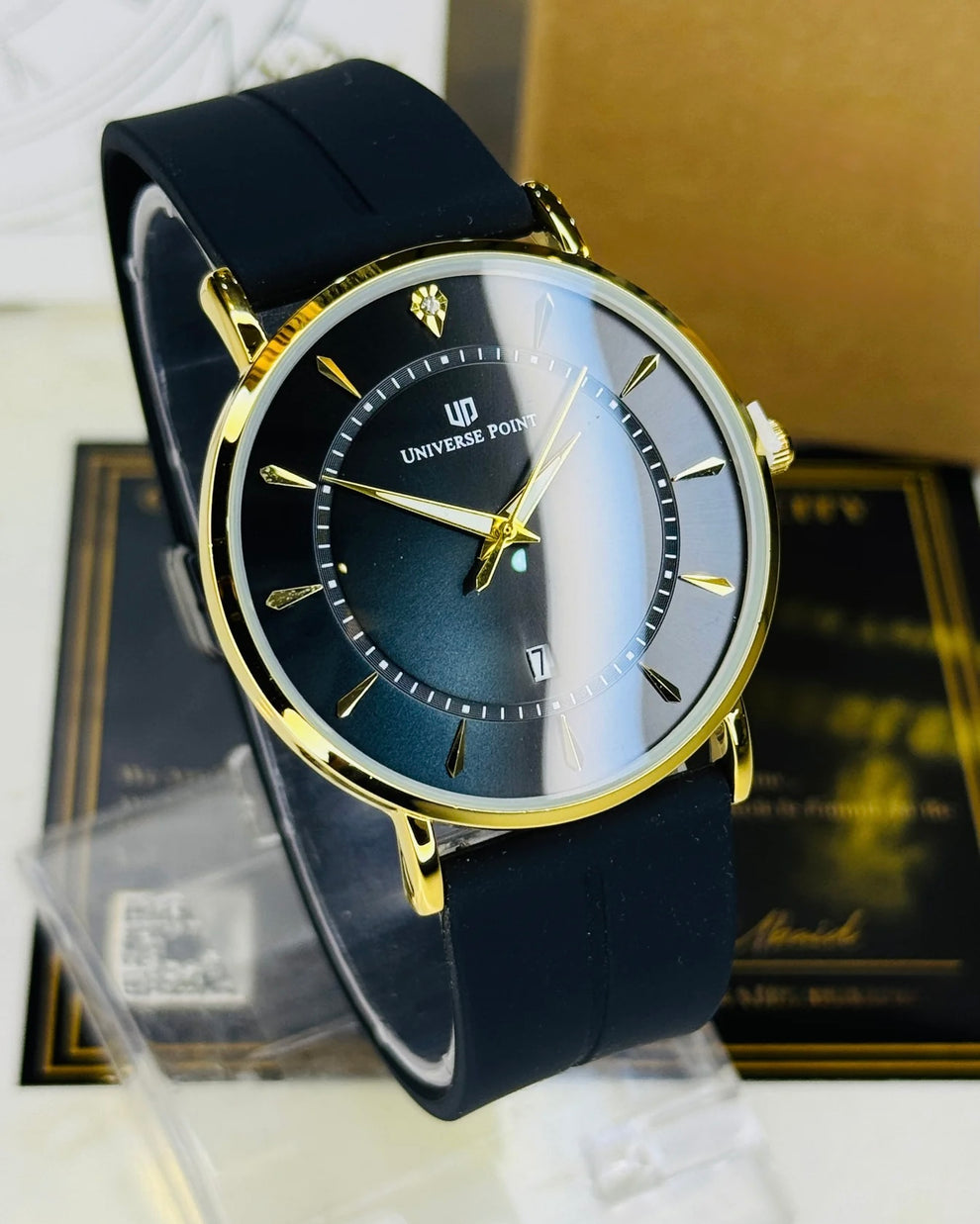 Gold Black Slim Balloon Universe Point Watch