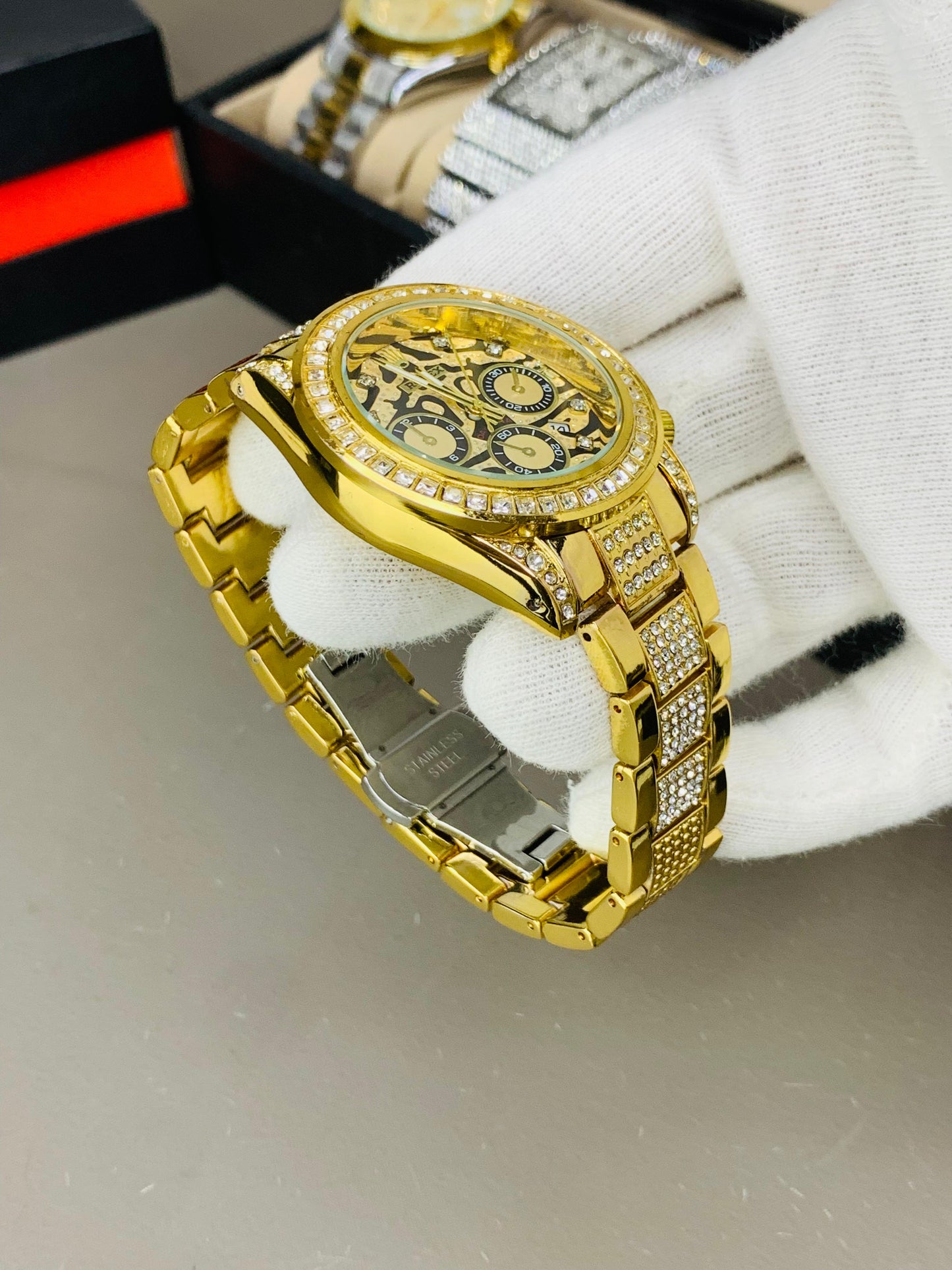 Tiger Stone Embossed Dial (Gold)