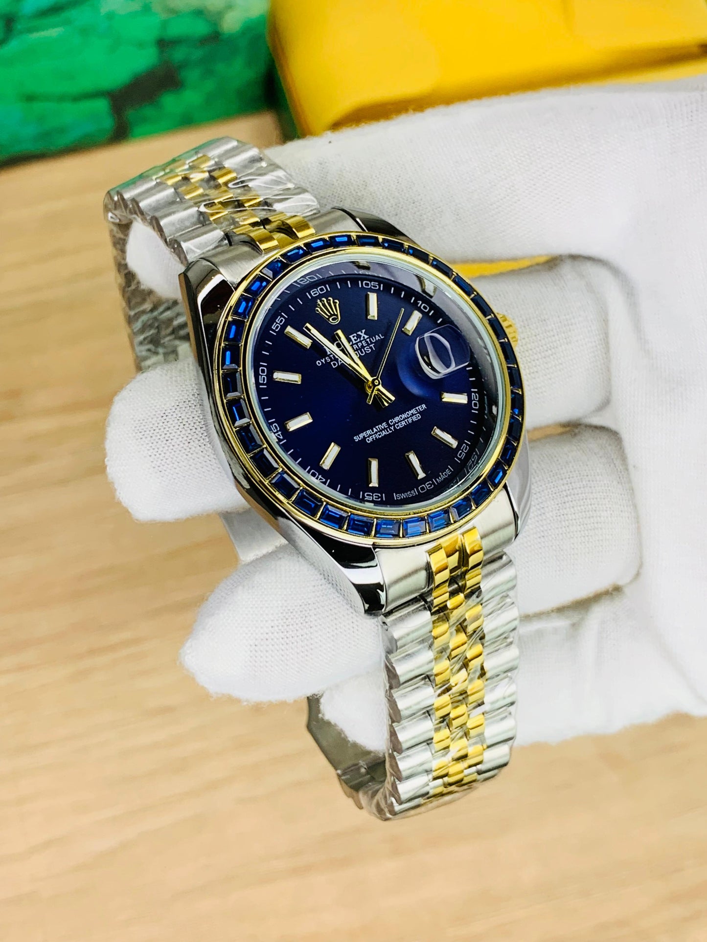 OYSTER STONE BEZEL MODEL | BLUE DIAL DOUBLE TONE