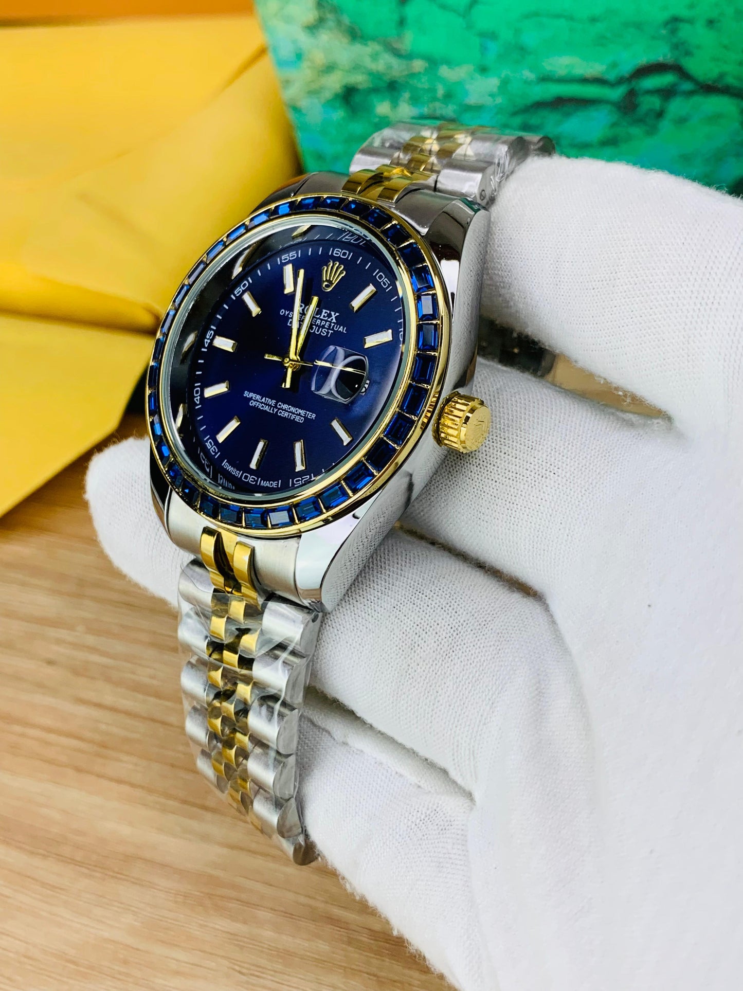 OYSTER STONE BEZEL MODEL | BLUE DIAL DOUBLE TONE