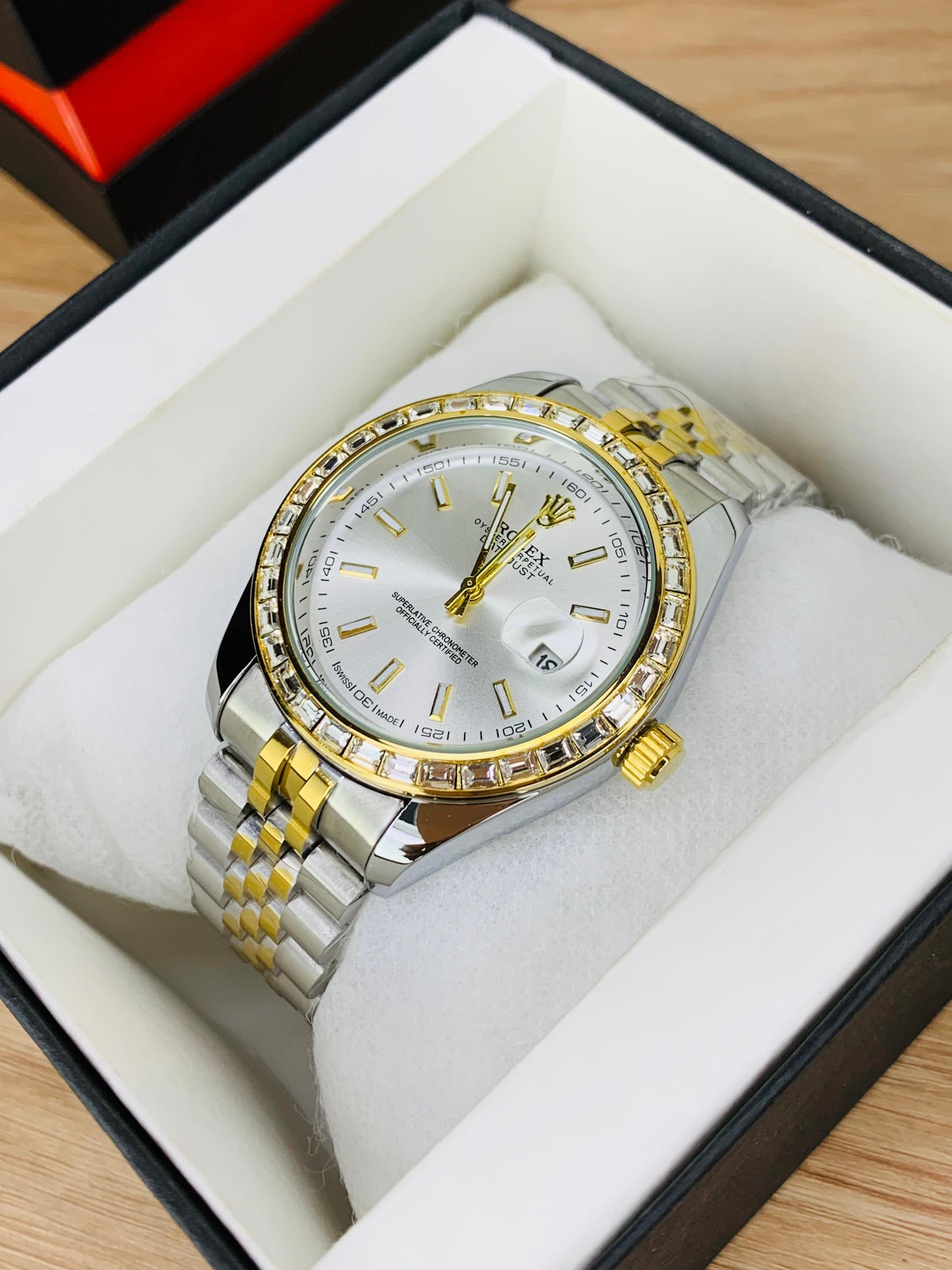 OYSTER STONE BEZEL MODEL | SILVER DIAL DOUBLE TONE