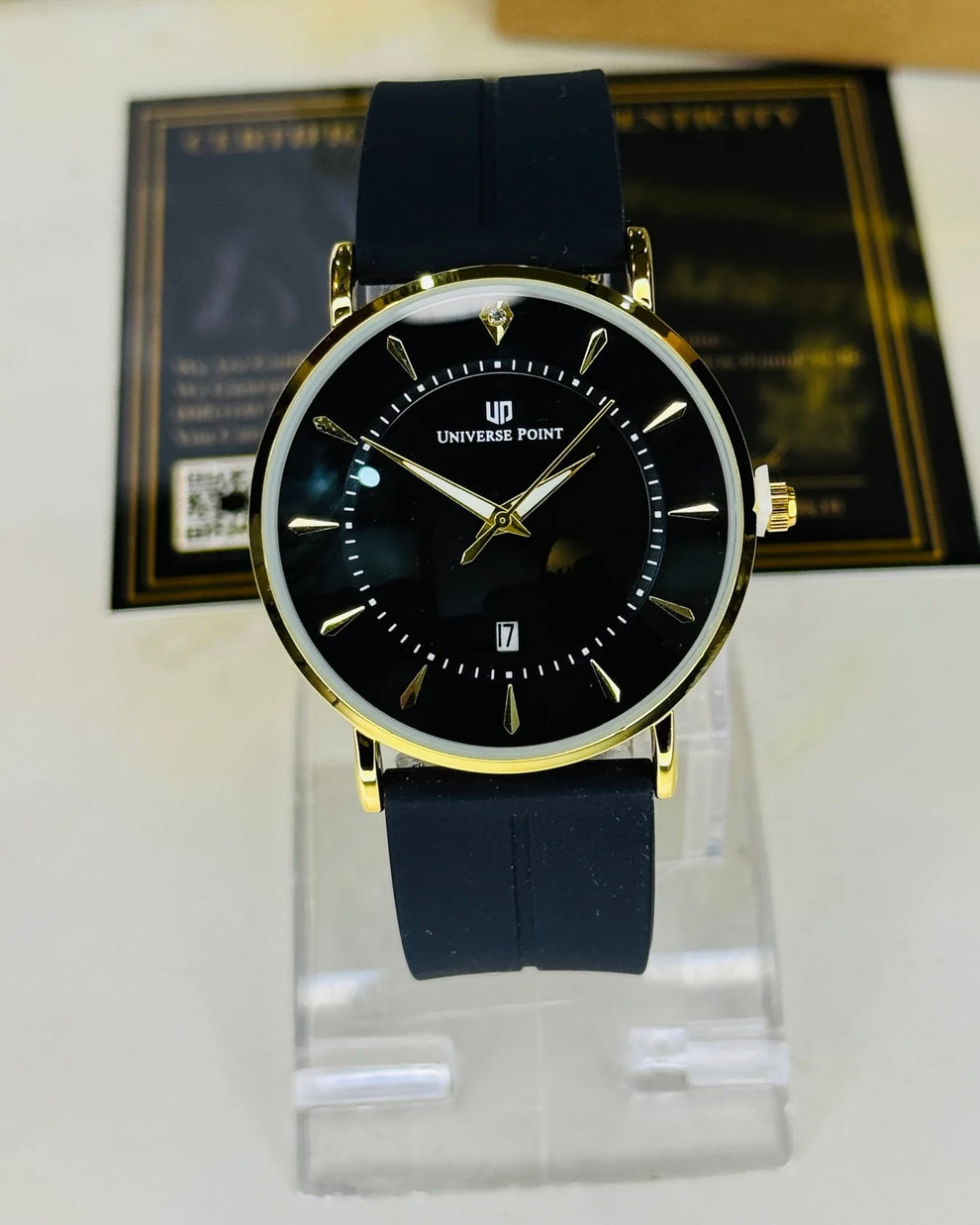 Gold Black Slim Balloon Universe Point Watch