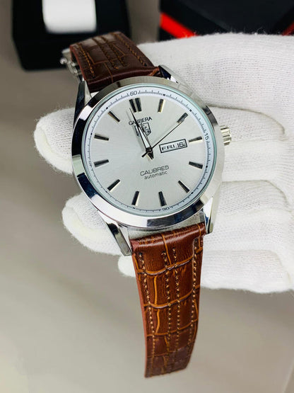 Tag Calibre 5 Watch With Day&Date (white and brown)