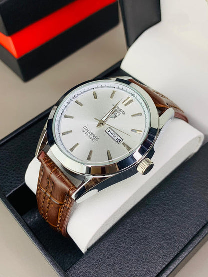 Tag Calibre 5 Watch With Day&Date (white and brown)