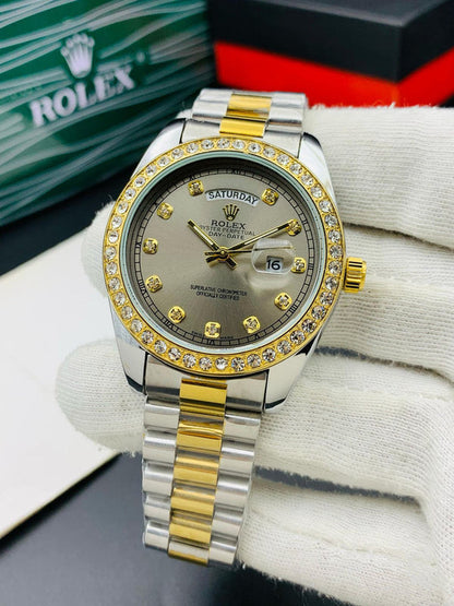 Rolex Stone Buzzle Date & Day Working (Grey dial)
