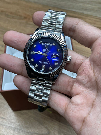 Stone Buzzle Date & Day Working (Blue Dial)