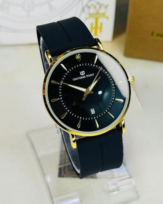 Gold Black Slim Balloon Universe Point Watch