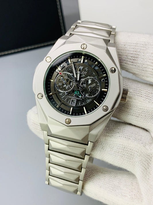 Matte HB Skeleton | Diamond Cut Model | Engraved Chain (Silver Black)