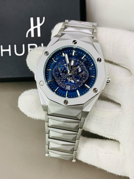 Matte HB Skeleton | Diamond Cut Model | Engraved Chain (Silver Blue)