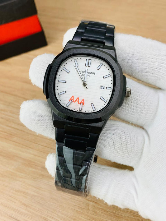 Black Trendy Nautilius Model White -Dial