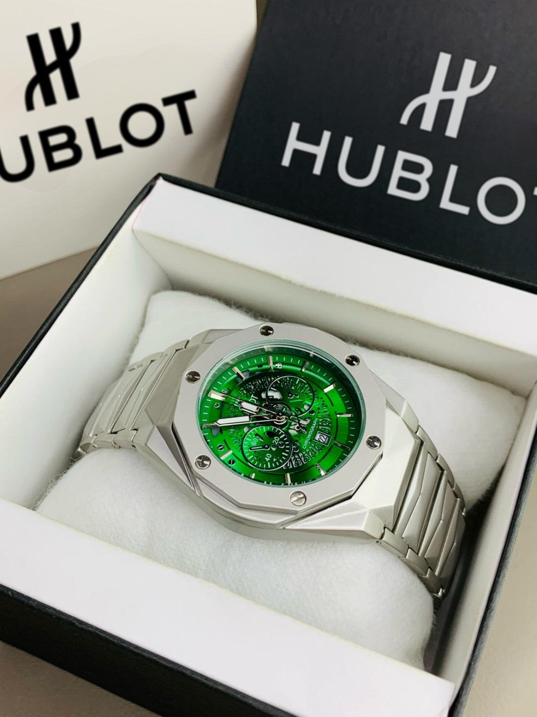 Matte HB Skeleton | Diamond Cut Model | Engraved Chain (Silver Green)