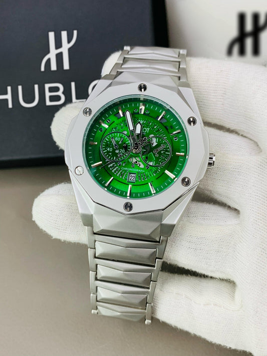 Matte HB Skeleton | Diamond Cut Model | Engraved Chain (Silver Green)